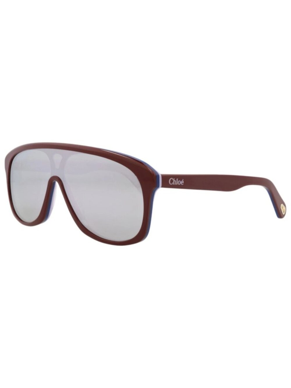 New Chloé Women's Sunglasses Aviator Recycled Acetate Frame Burgundy Burgundy